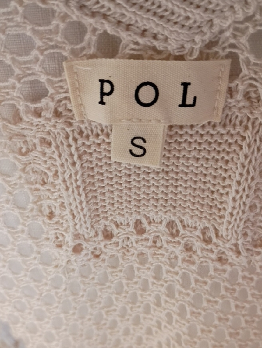 POL Women's Open-Knit V-Neck Top Sweater - Cream Size S - Picture 6 of 7